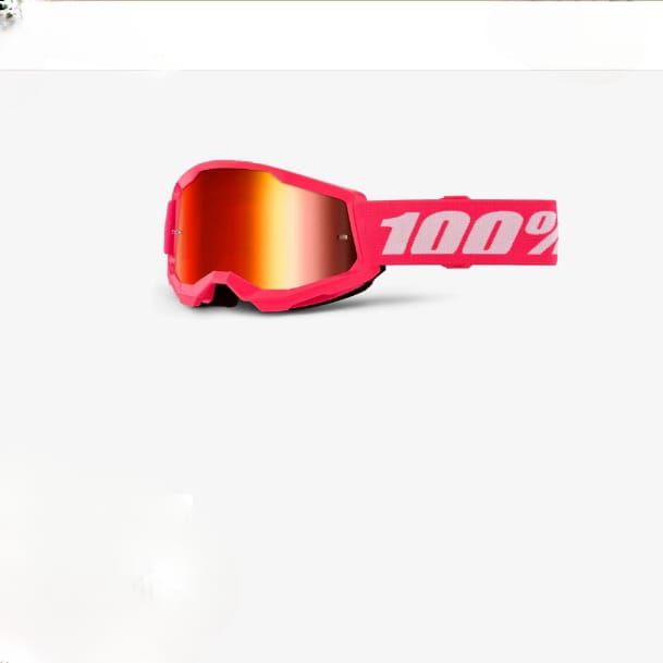 100% Strata 2  Goggle Pink Frame Mirror Red Lens
